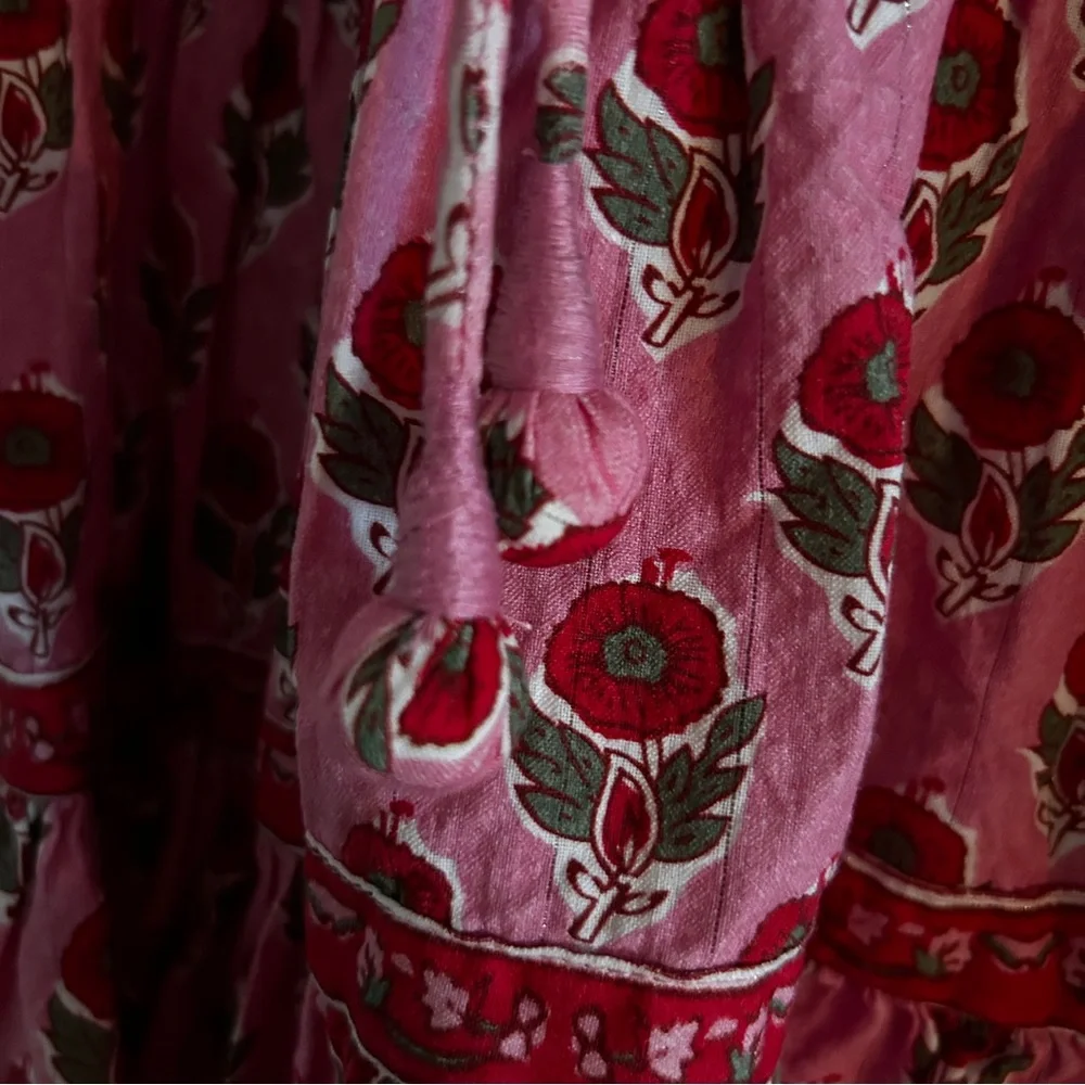 SAYLOR Greyson Pink Floral Puff Sleeve Tiered Mini Dress - Picture 9 of 13